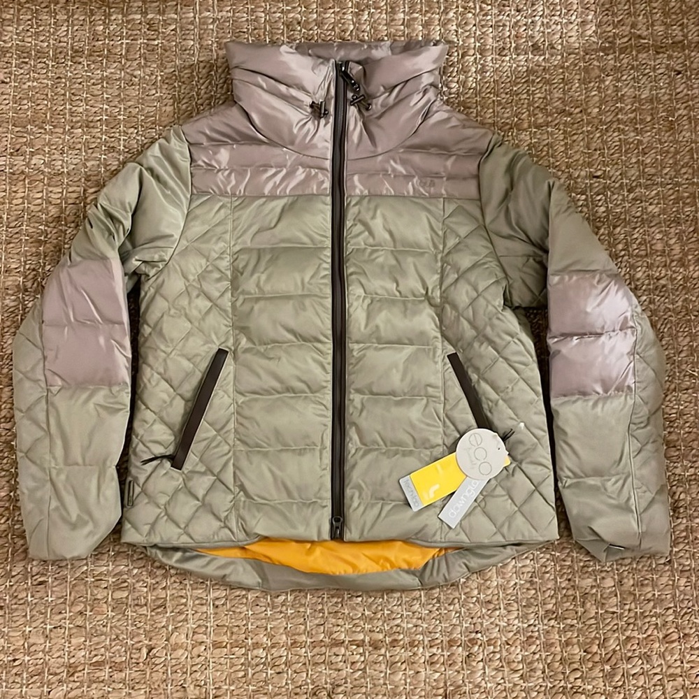 NWT Lole Down Glow 500 Chloe Winter Puffer Jacket XL (14) Taupe/Gray & Purple